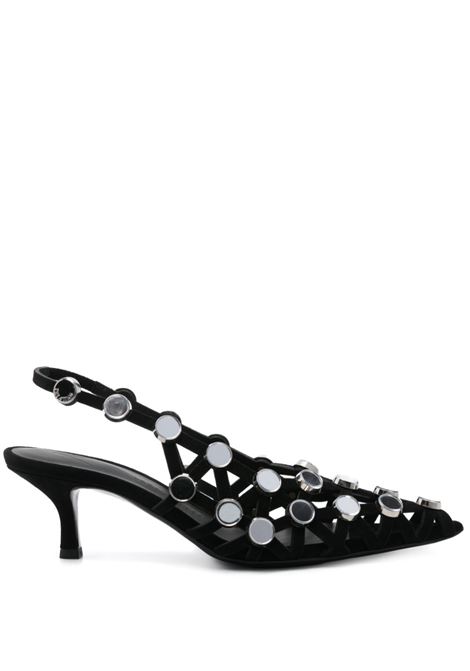 Black 50mm Grid slingback pumps The attico - women THE ATTICO | 250WSH00844LBT007SA100